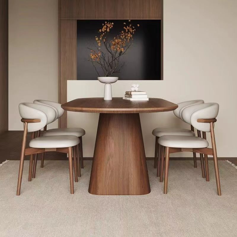 Art Deco Elliptical Wood Dining Table Set Dining Table for 6/Seats 4 - image 2