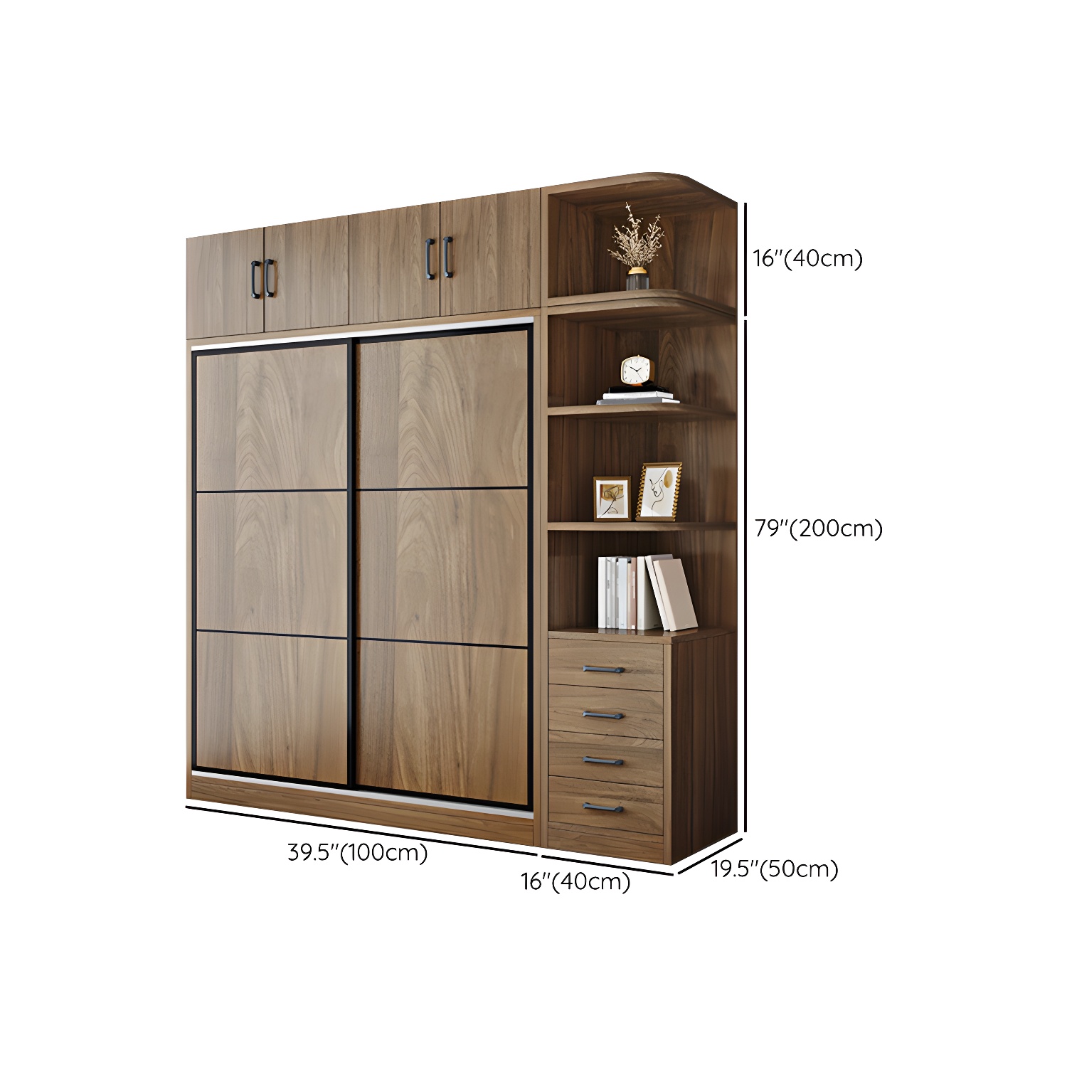 Modern Style Freestanding Wardrobe Pine Wood Wardrobe with Drawer - image 26