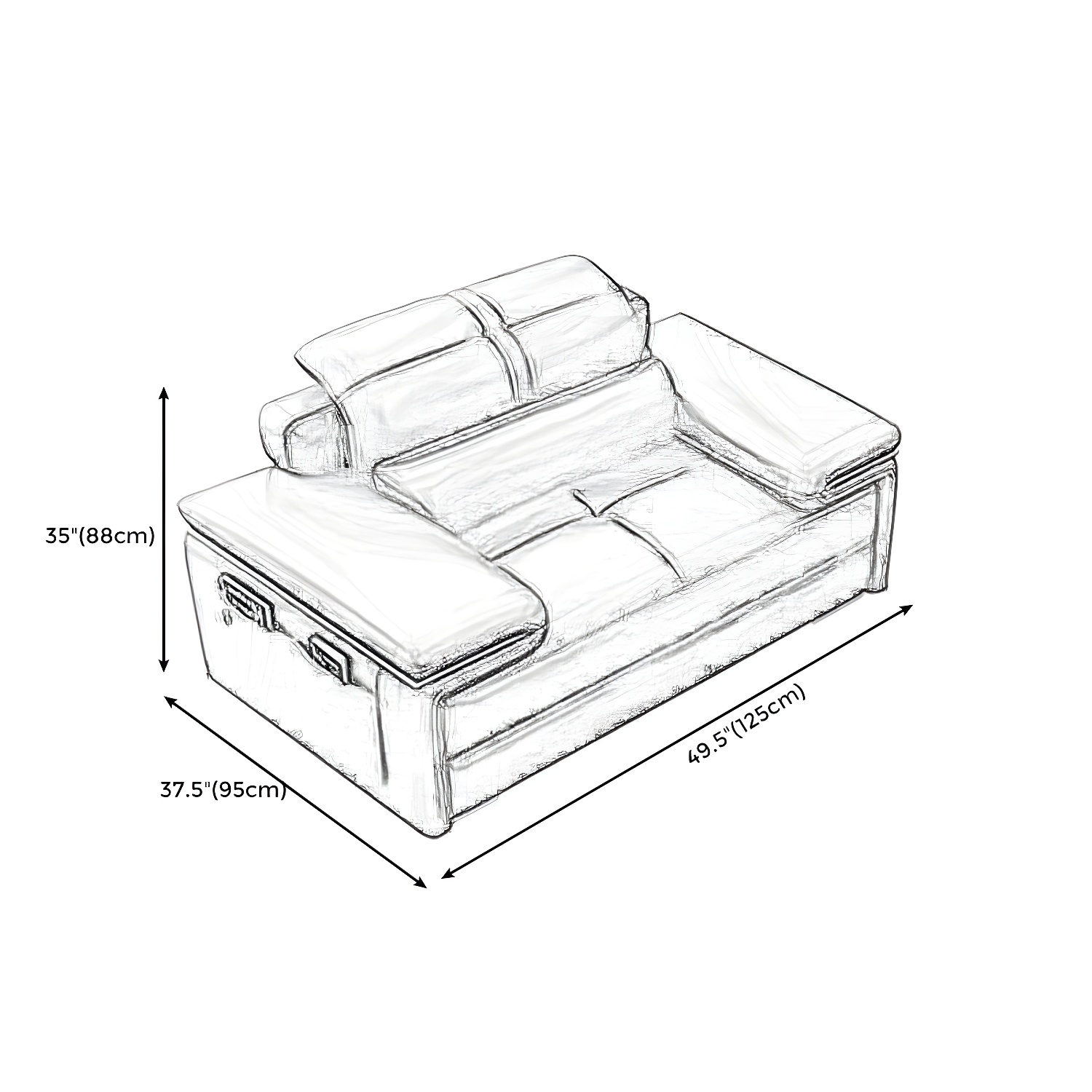 Genuine Leather Sectional 34.65"High Pillow Top Arm Sofa with Storage, Blue - image 13