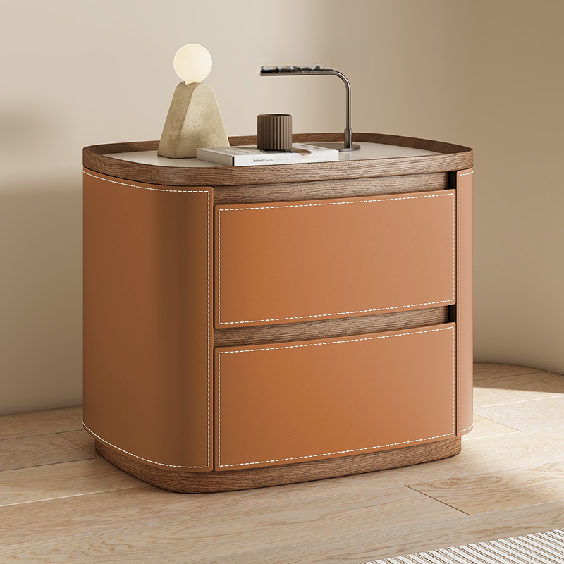 Modern Simple Style Nightstand With Drawer Storage Featuring 2 Drawers and Stone Countertop - image 9