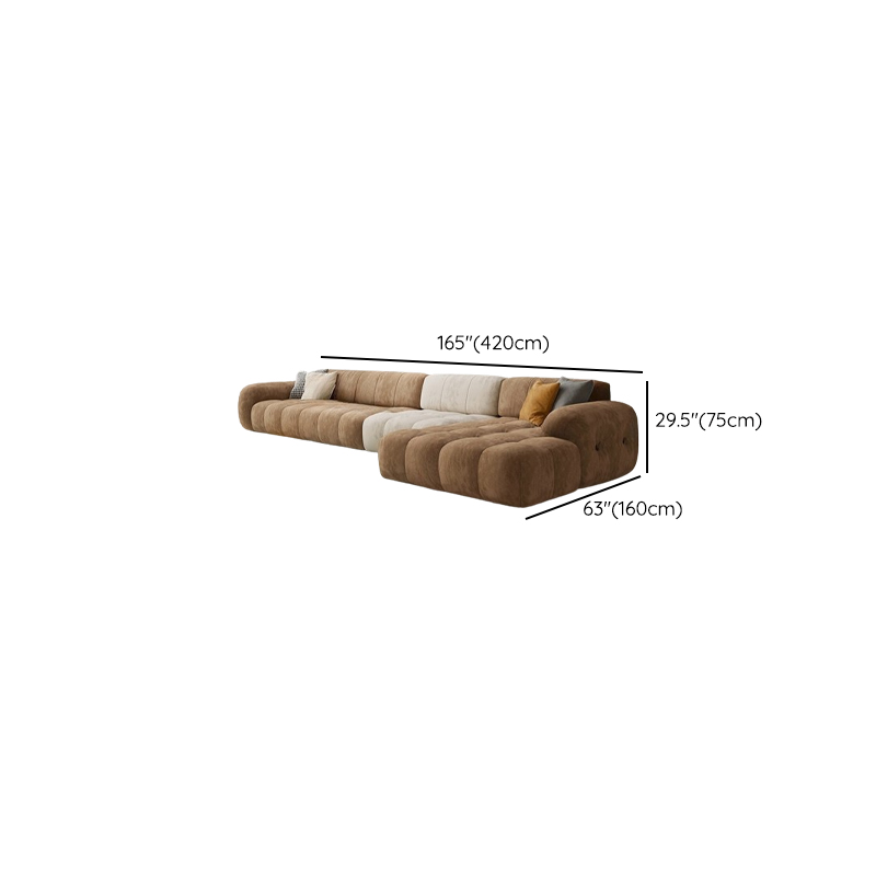 Channel Back L-Shape/Straight Right Hand Facing/Horizontal Sofa Recliner/Sofa Couch in Brown/Beige with Concealed Support & Pine Wood Frame for Living Room - image 28
