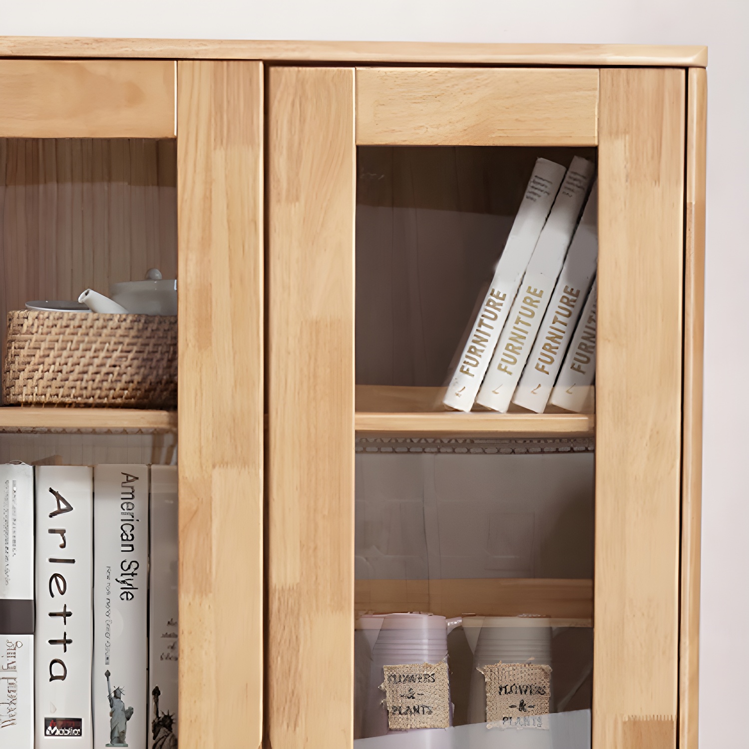 Glass Door Accent Cabinet 76.77" Tall Wood Cabinet with Drawers - image 7