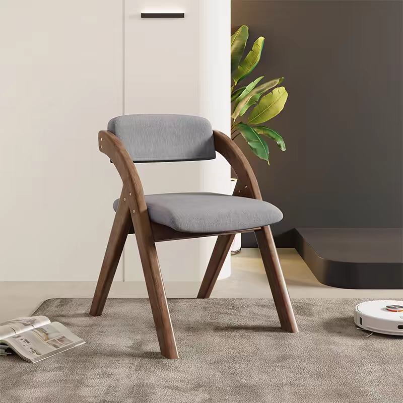 Casual Collapsible Side Chair with Midnight Black/Walnut/Wood Grain Rubberwood Legs and Upholstered Uncovered Back - image 8