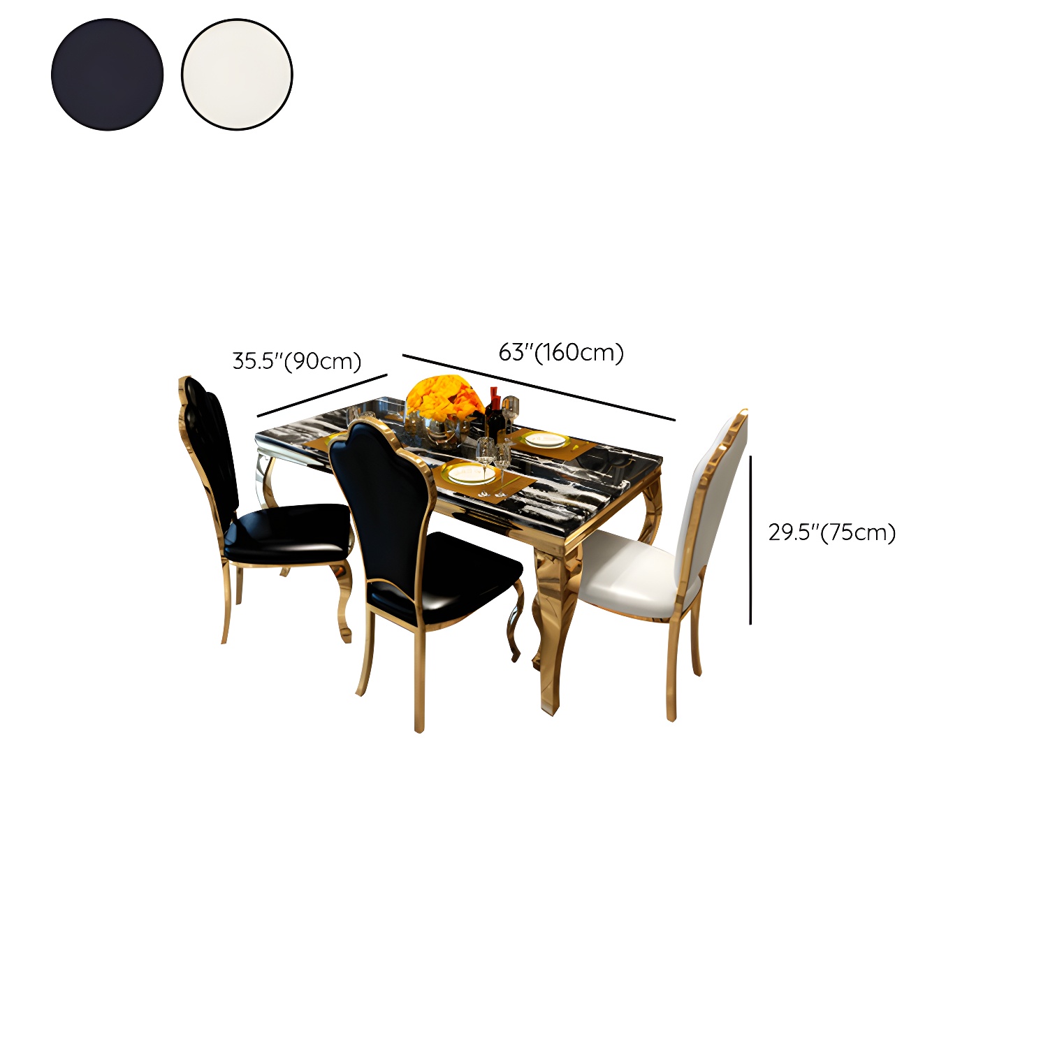 Luxury Gold Base Dining Table Faux Marble Home Kitchen Table - image 9