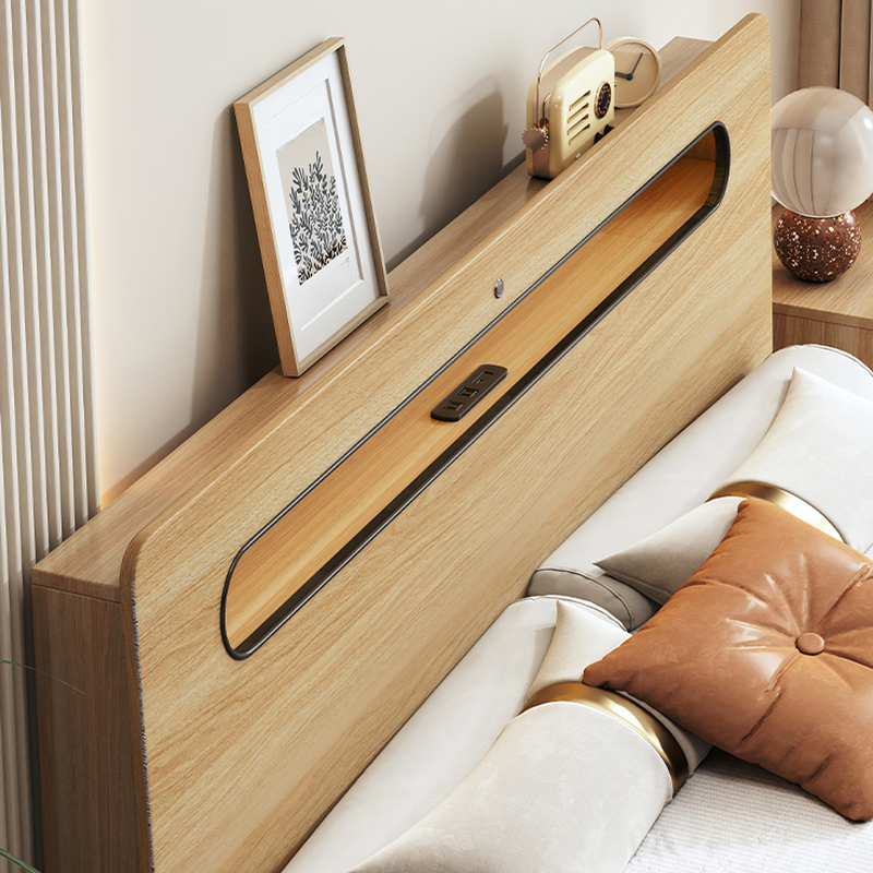 Simplistic Panel Headboard with No Distressing, Shelves, and Illumination Light for Queen/Full/Twin XL Bed in Rectangular Shape, Standard Height - image 6