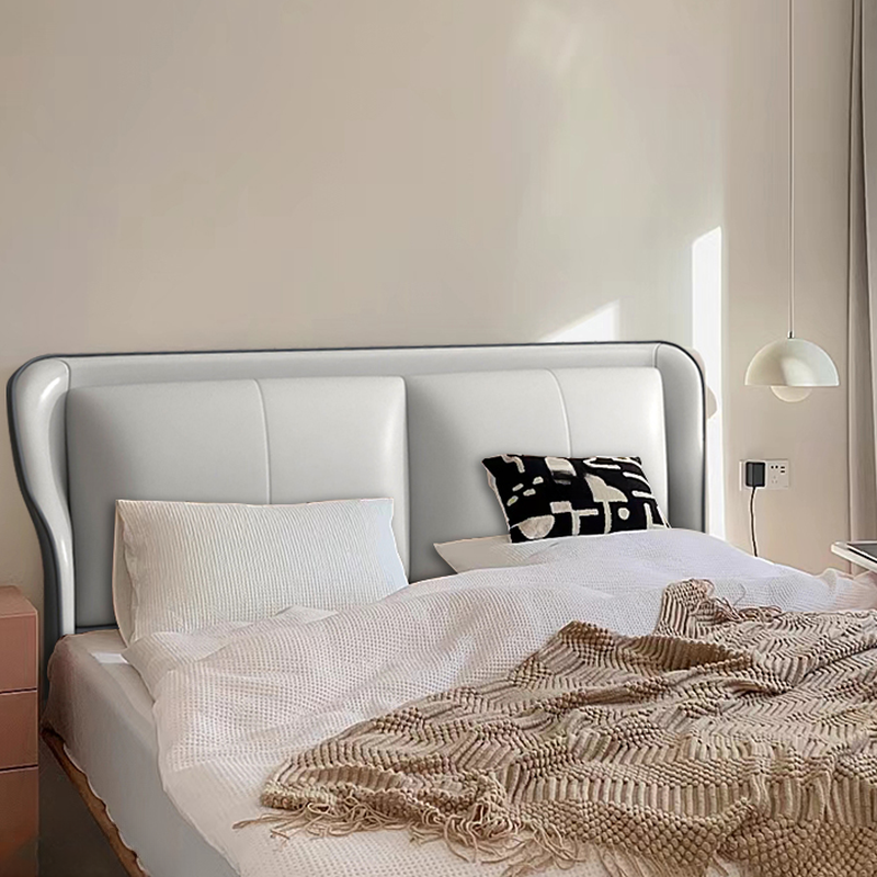Trendy Wingback Headboard with No Distressing in Natural Wood, Rectangle Shape for Full/Queen Bed with Sponge Upholstery and Standard Height - image 9