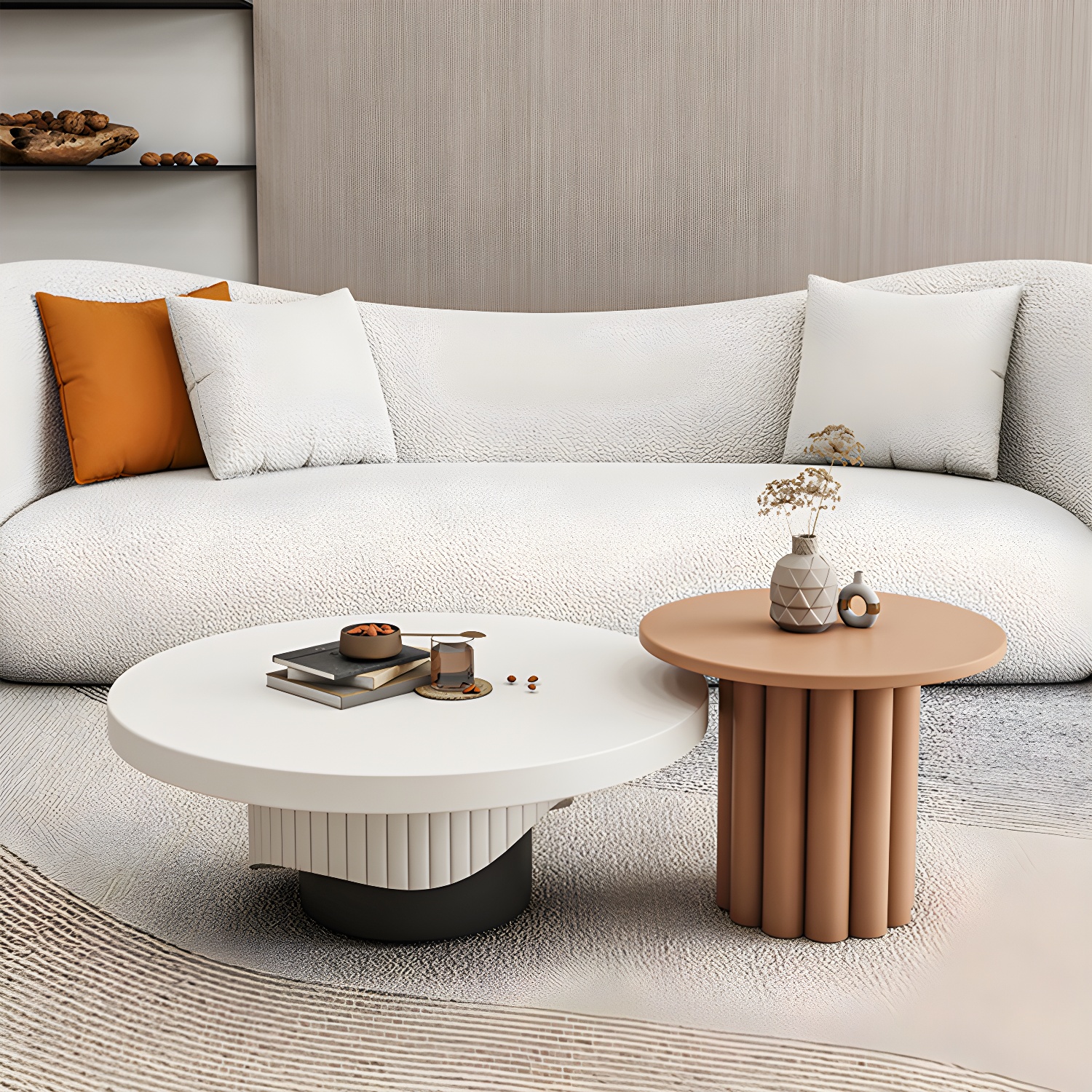 Pedestal Round Coffee Table Set Modern Minimalist Cocktail Table - image 15