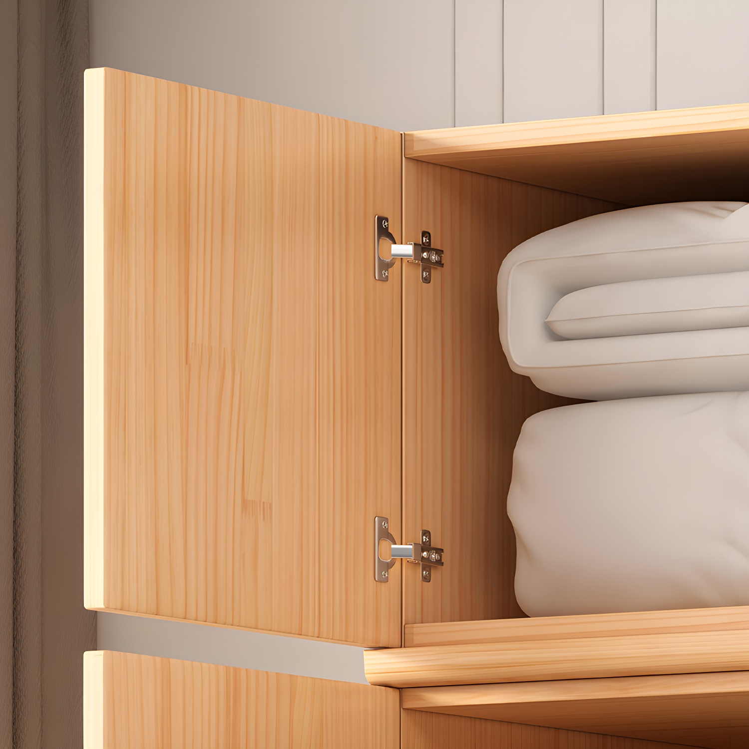 Modern Natural Pine Wardrobe Armoire with Drawers and Clothing Rod - image 7