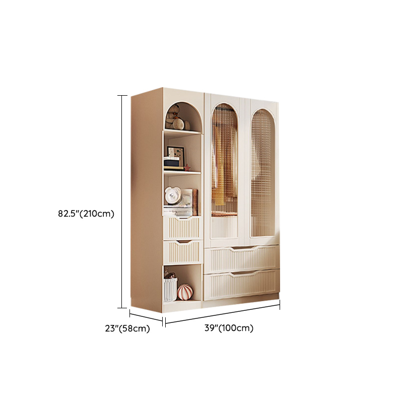 Chalk Almirah in Timber with Clothing Rod, 3 Cabinets/2 Cabinets and 5-Drawer/4-Drawer/3-Drawer in a Minimalist Style, 3-Shelf/2-Shelf Included/Not Included - image 25