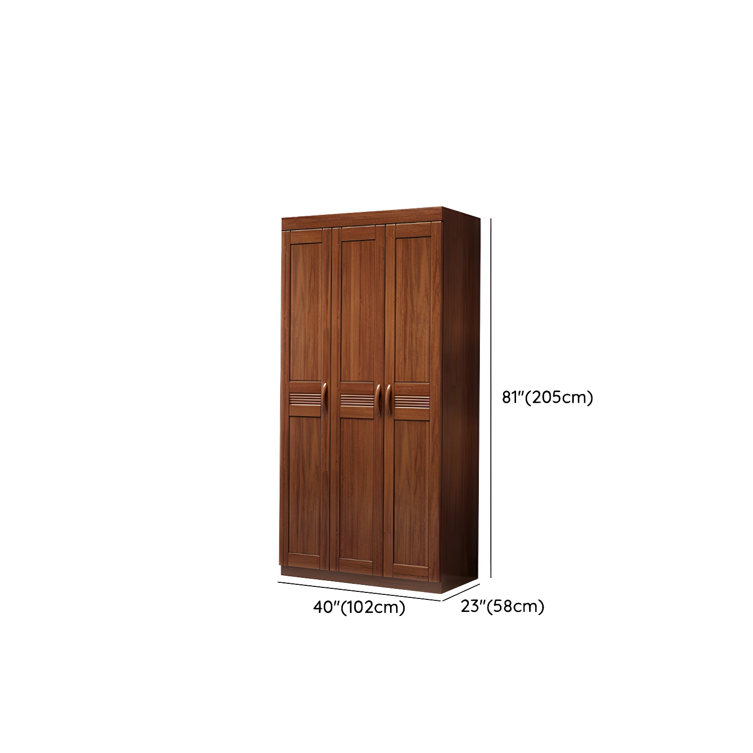 Brown Walnut Solid Wood Wardrobe Traditional Freestanding Wardrobe Armoire - image 10
