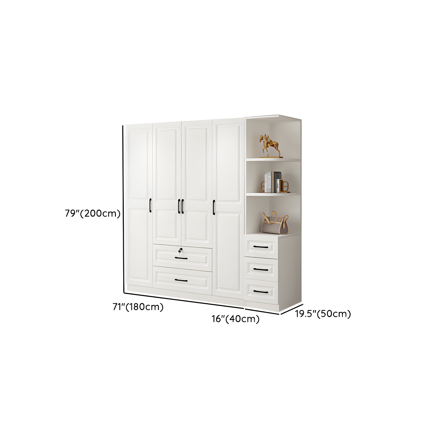 White Wood Wardrobe Armoire with Drawers, Shelves, and Clothing Rod - image 28