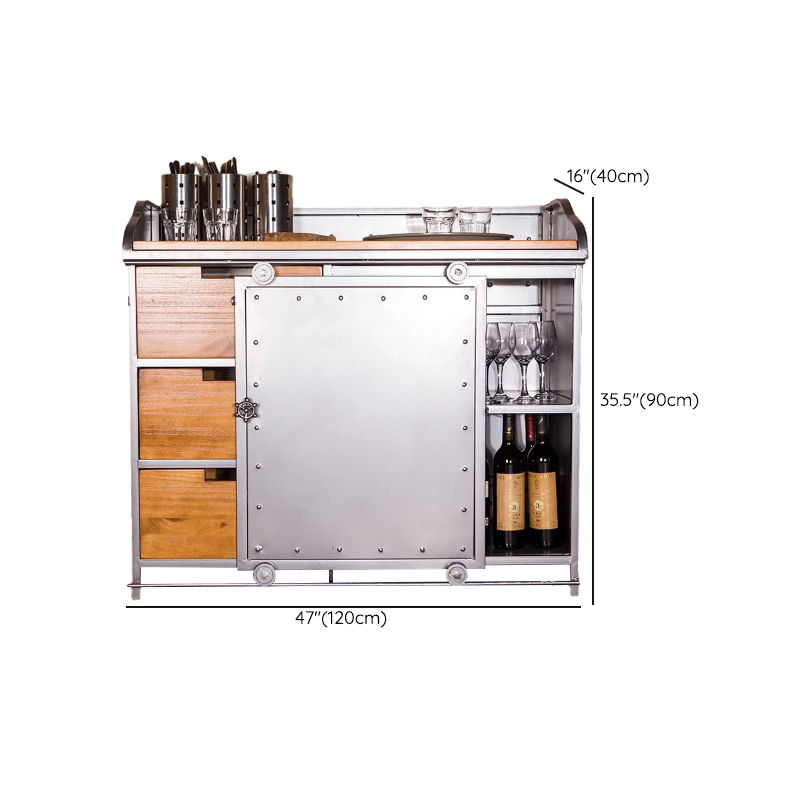 Industrial Metal Sideboard Cabinet with Wood Countertop, 3 Drawers, and Sliding Doors - image 27