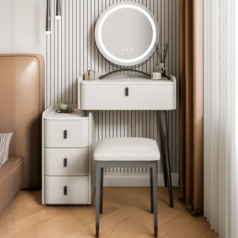 Orange/Gray/Beige Vanity Set with Drawers and Adjustable Brightness Mirror - image 6