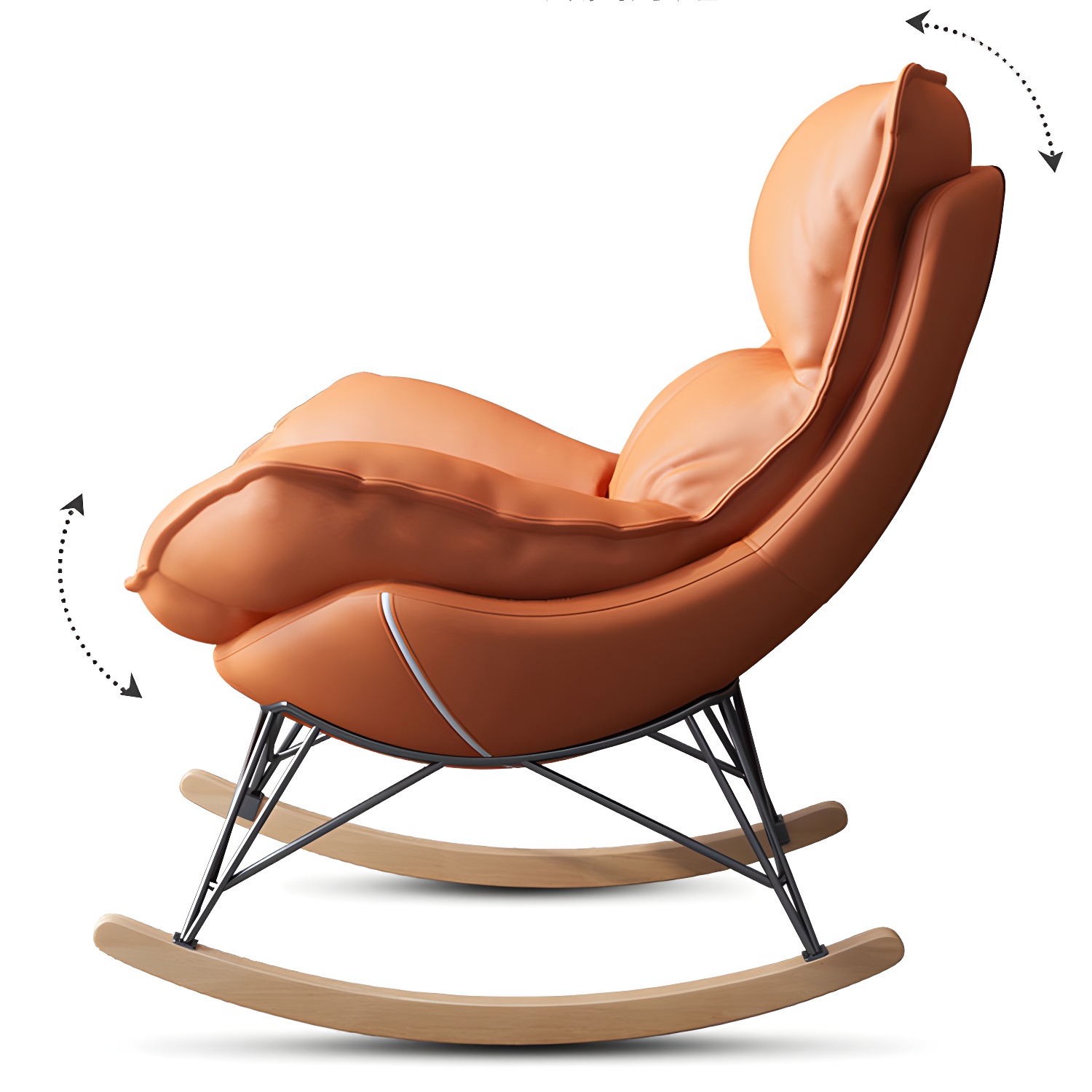 Modern Rocking Chair Metal Frame Doll Cotton Filling Cushion Wingback Rocker Chair - image 13