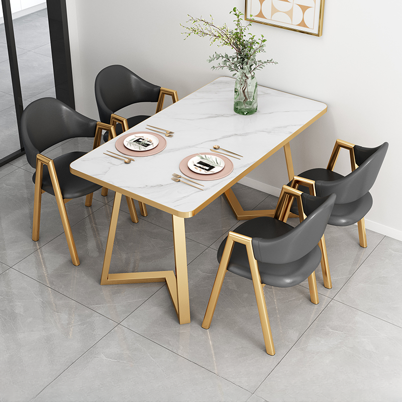 Glamorous Stone Top Sleigh Base Dining Table Set - image 7