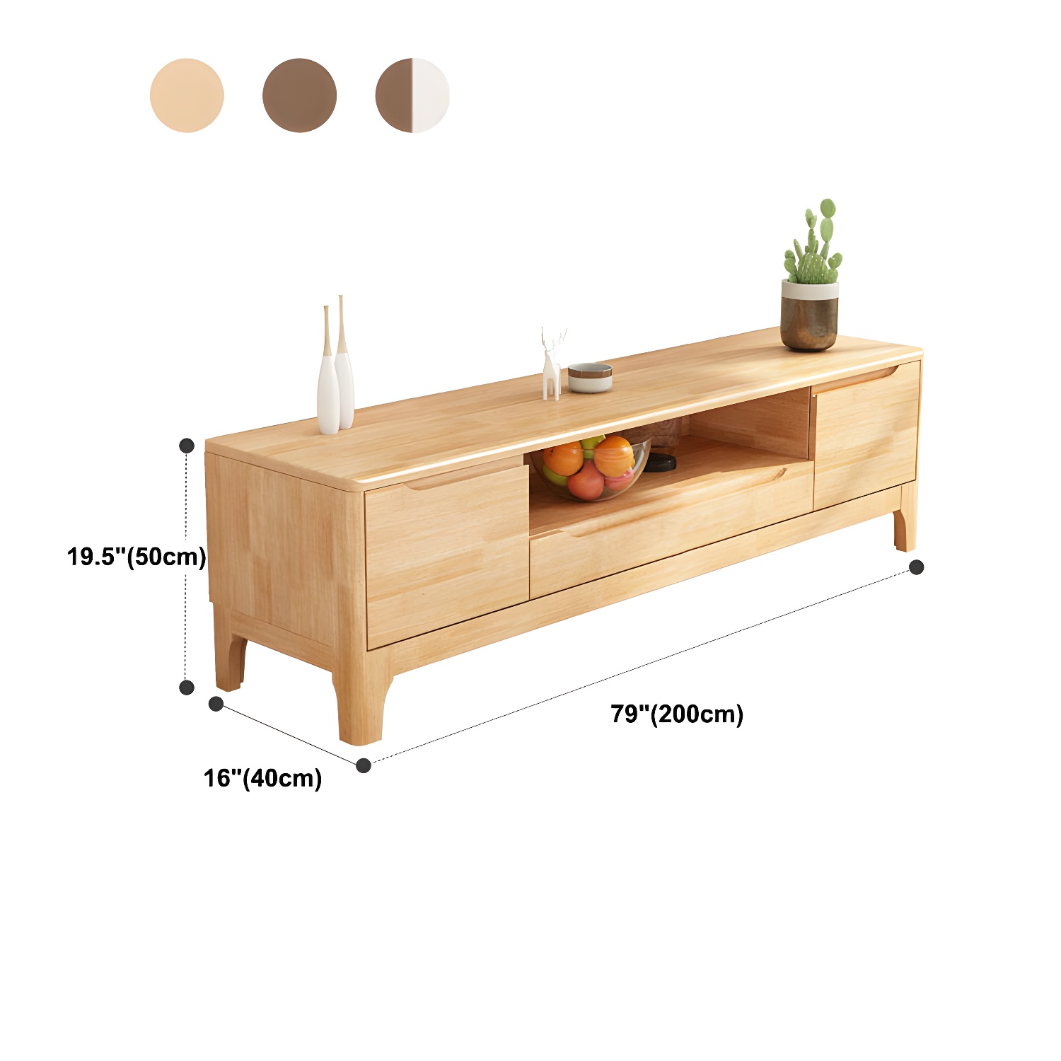 Scandinavian Open Shelf TV Console 2-Cabinet TV Stand with Soft Close Drawers - image 14