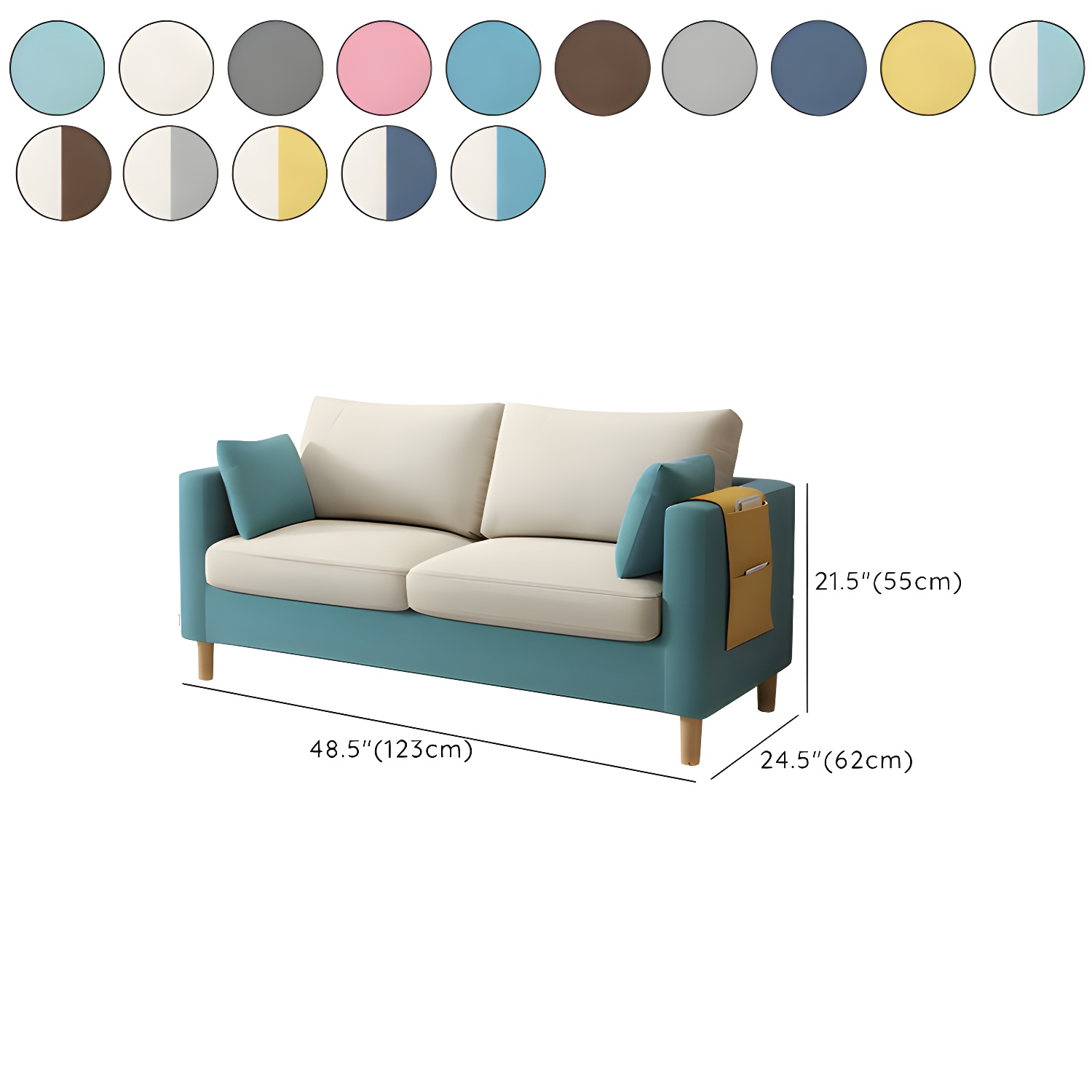 Contemporary Square Arm Loveseat with Machine Washable Cover and Pillows - image 24