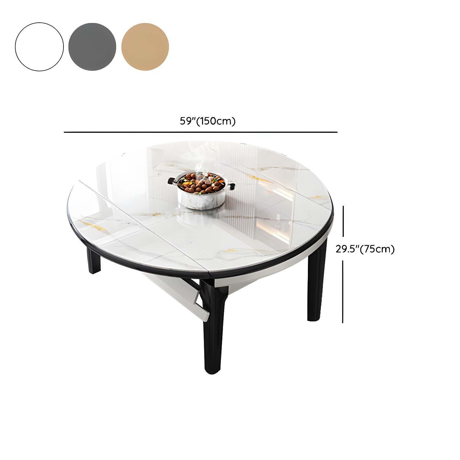 Modern Style Stone Furniture 7 Pcs Round Shape Dinette Table with Dining Chairs - image 13