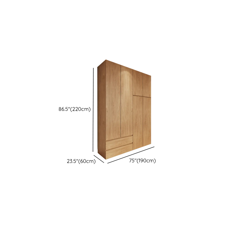 Wood Grain Minimalist Manufactured Wood Wardrobe Closet with 2 Drawers, Soft Close Door, Interior Shelves, and Clothing Rod - image 19