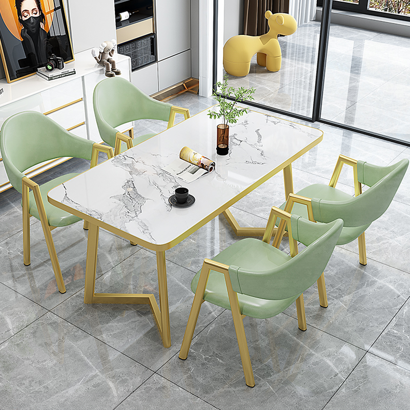 Luxurious Dining Table Set with Recycled Wood Top and Sleighing Base - image 4