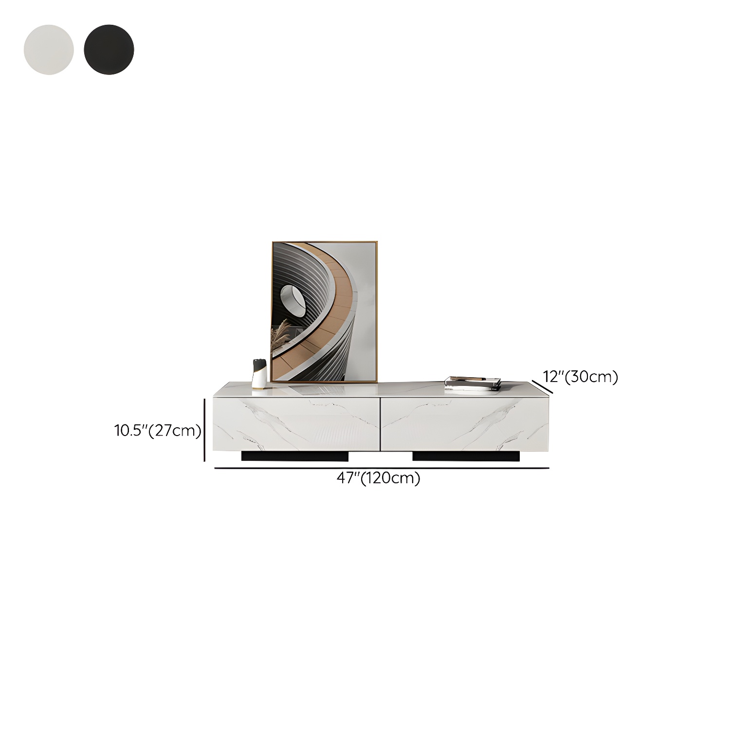 Stone TV Stand Console Contemporary Media Console with Drawers - image 11