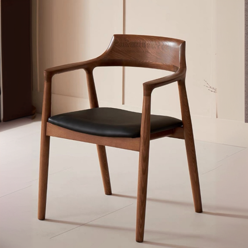 Casual Arm Chair with Uncovered Back, Upholstered, Walnut Timber Legs, Armrest, and Firm Stability - image 4