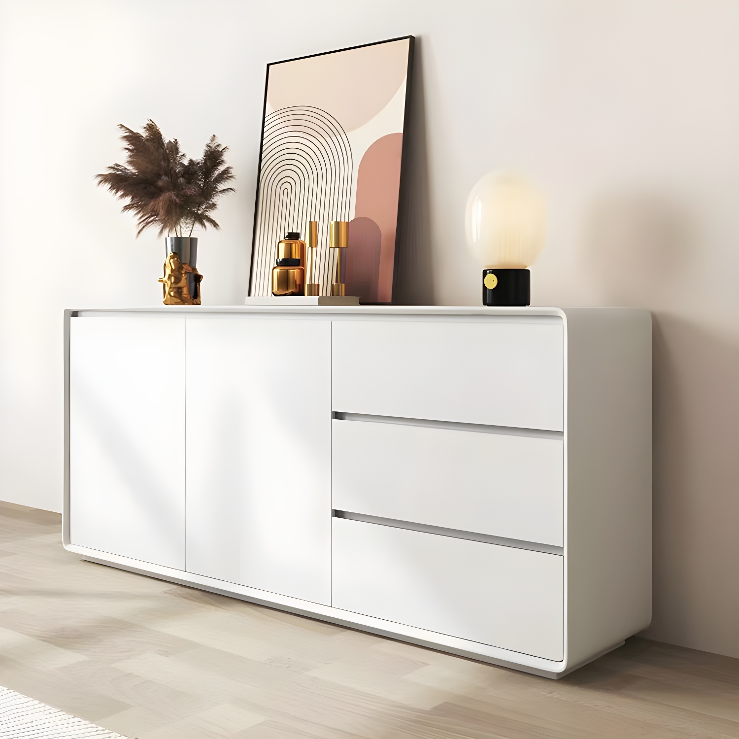 Wood Buffet Table Contemporary Style Side Board with Cabinets and Drawers - image 20