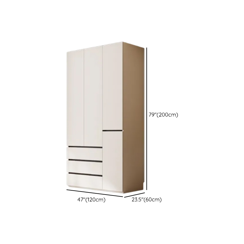 White Minimalist Laminate Independent Wardrobe Closet with Soft Close Drawer, Soft Close Door, and Interior Shelves - image 6