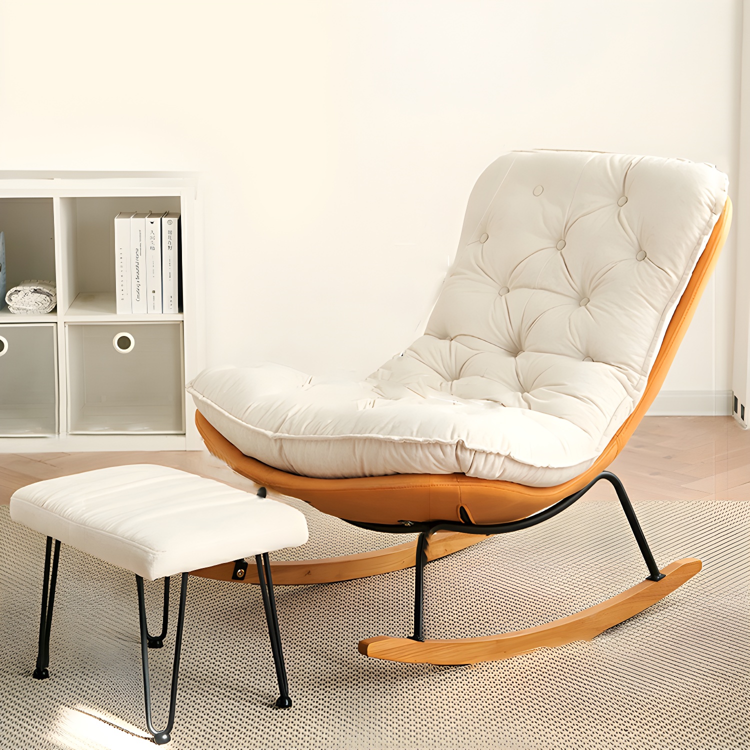41" Wide Upholstered Button-Tufted Rocking Accent Chair with Legs - image 8