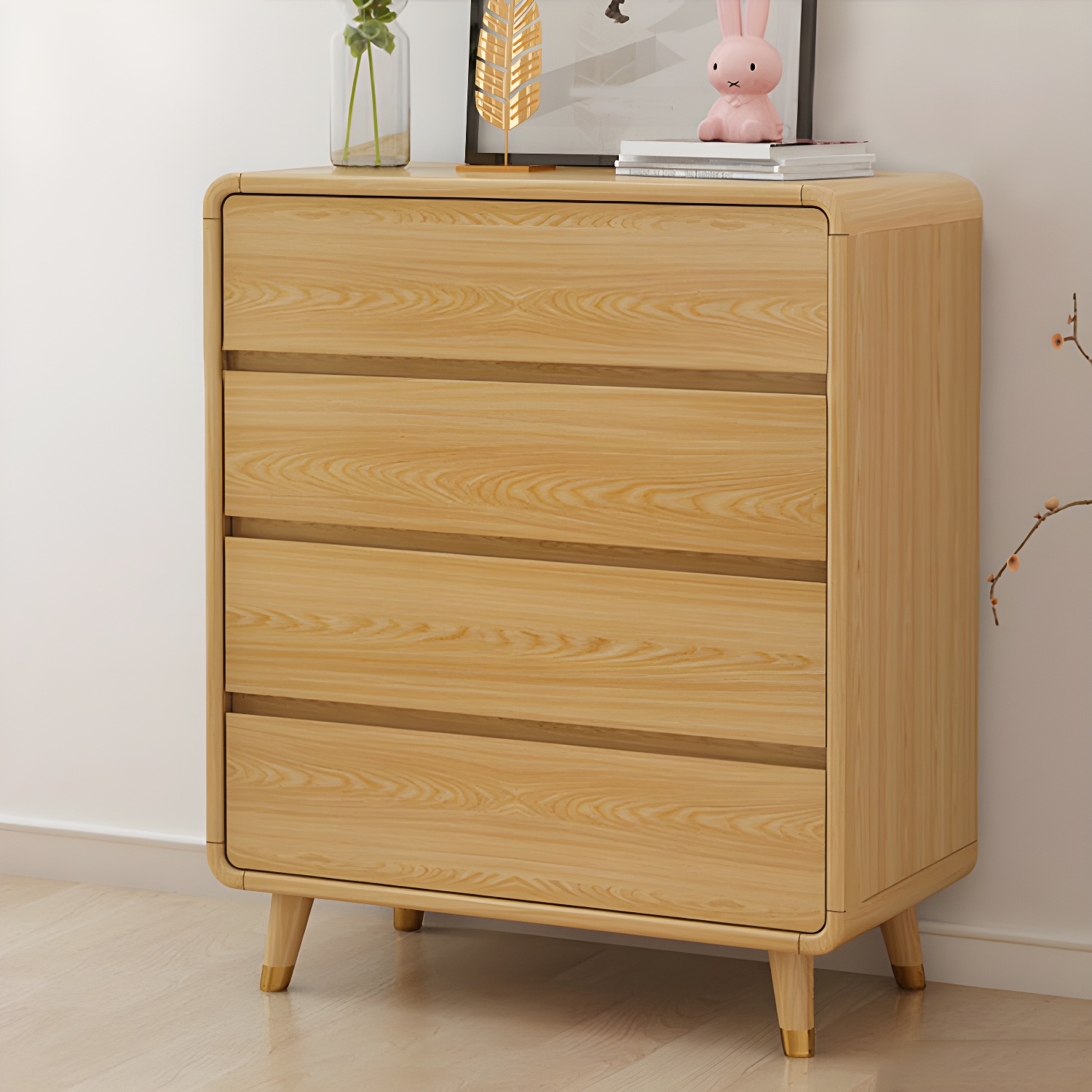Modern Solid Wood Dresser with Narrow Profile and Drawers in Natural Finish - image 2