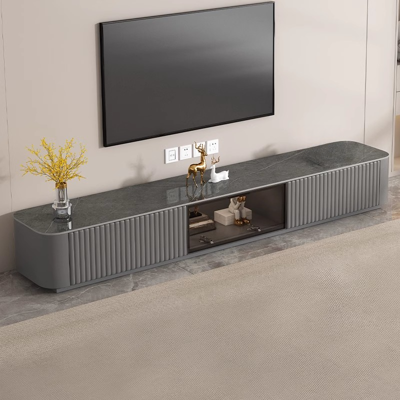 Trendy Vitreous Countertop TV Stand with Closet and 2 Drawers for Sitting Room - image 6