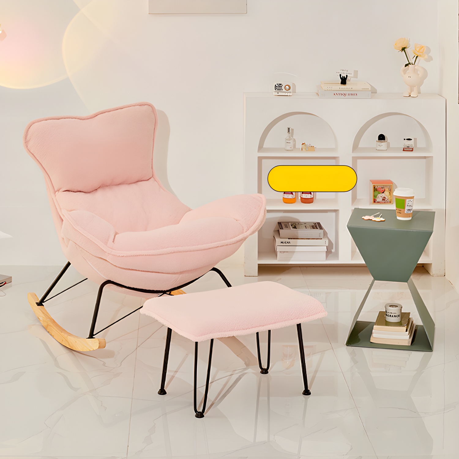 Modern Leather Rocking Chair Removable Cushions Rocker Chair for Drawing Room - image 20