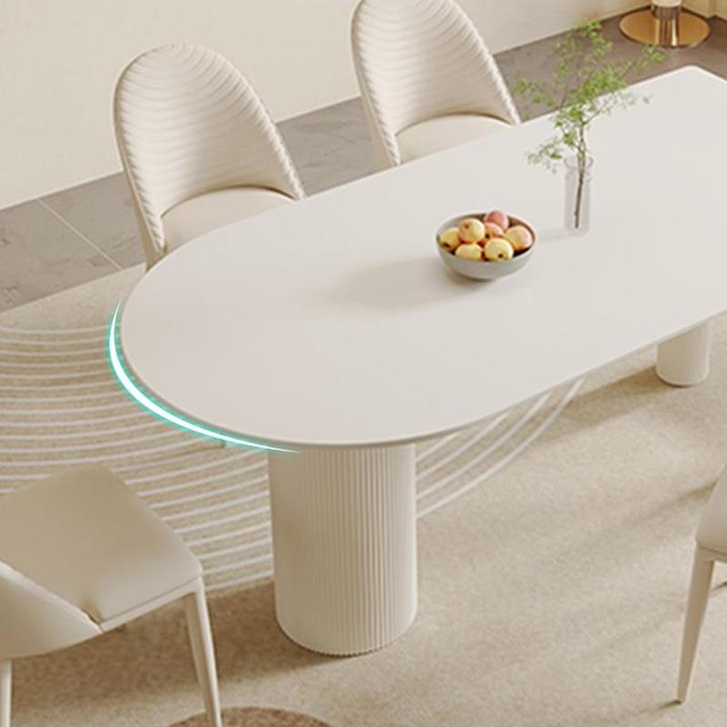 White Stone Surface 75cm Modern Kitchen & Dining Table with Metal Legs