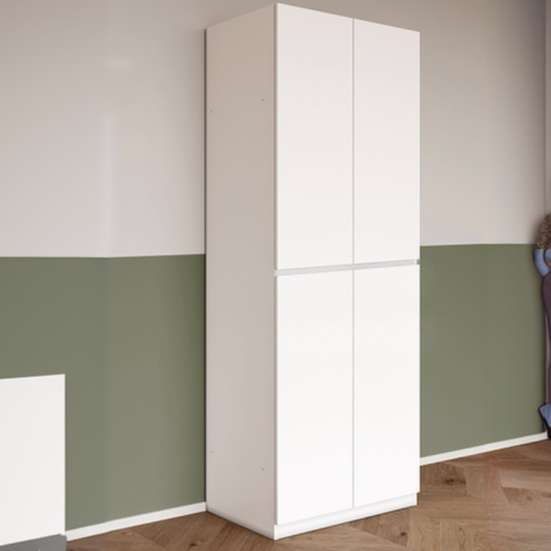 White Modish Steel Armoire Cabinet with Adaptable Shelf, Soft Close Drawer, Soft Close Door, and Clothing Rod