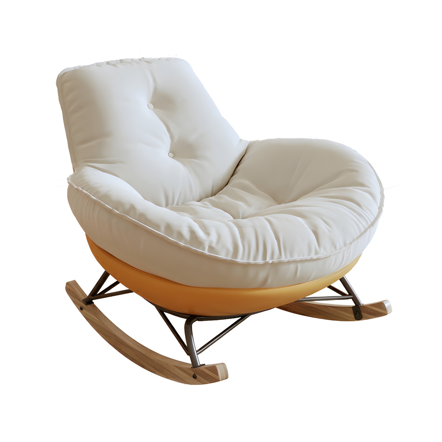 Indoor Contemporary Rocking Chair with Beige Upholstered and Wood Legs - image 10
