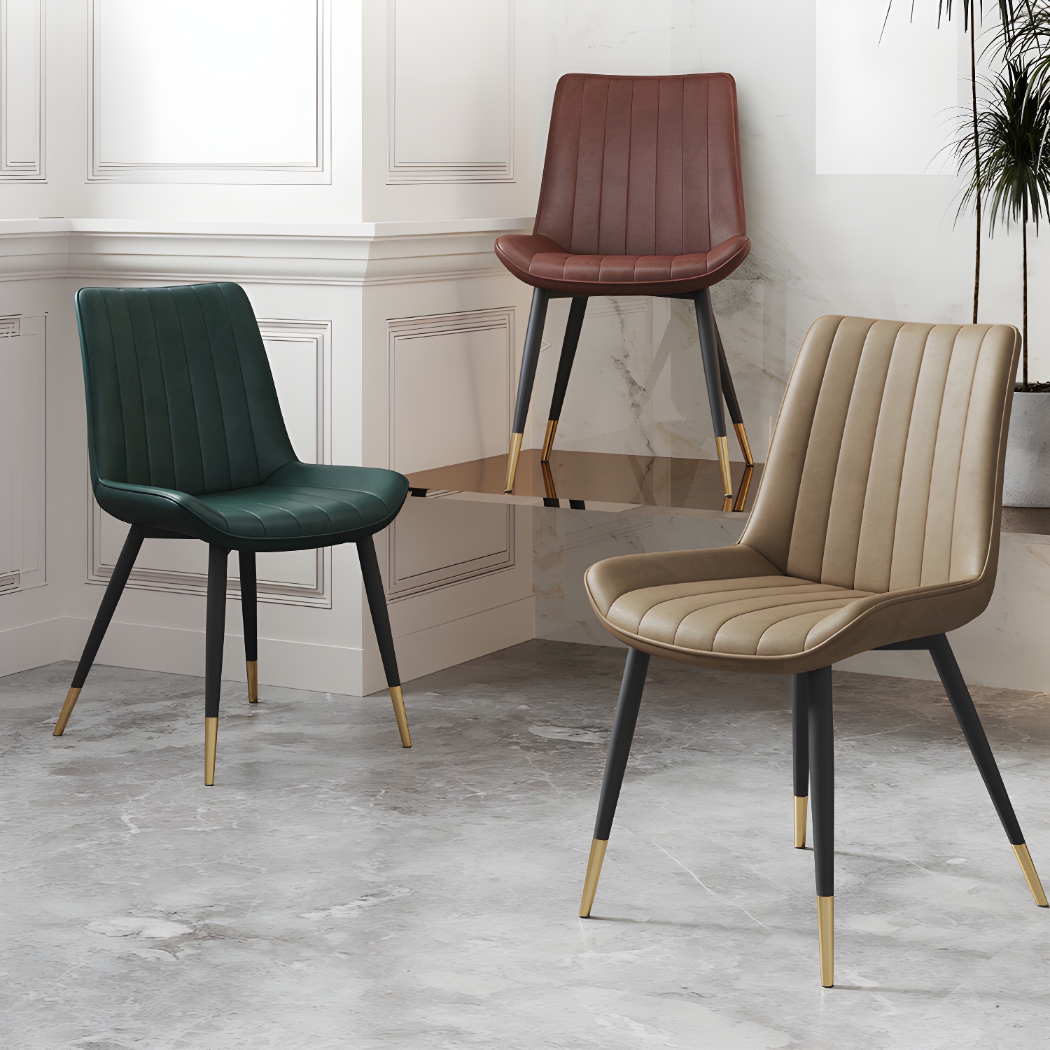 Scandinavian Study Room Leather Side Chair Matte Finish Parsons Dining Chairs - image 18