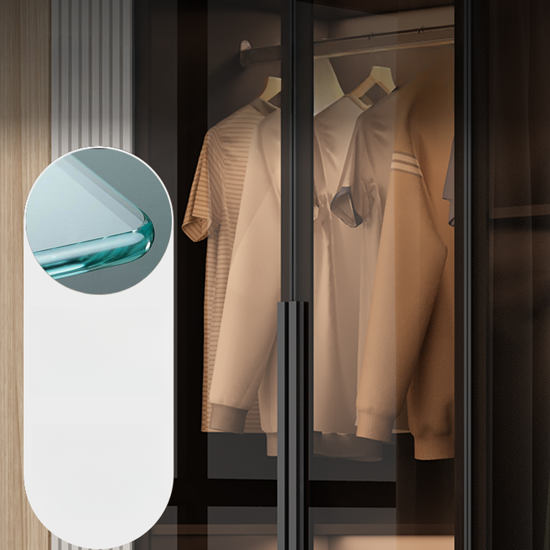 Ink-Colored Manufactured Wood Detached Wardrobe Closet with Soft Close Drawer, Door, Interior Shelves, and Clothing Rod - image 6