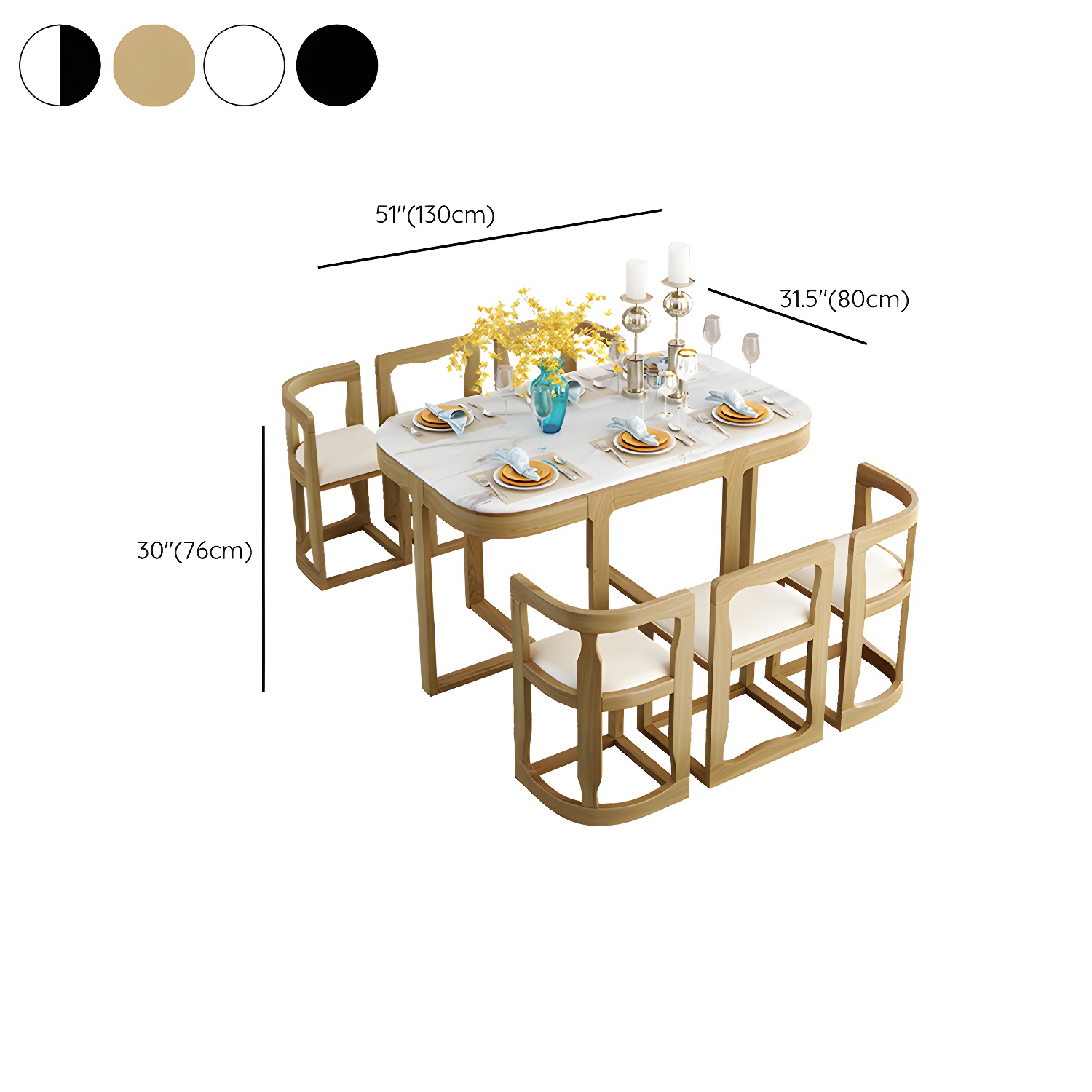 7-Piece Modern Wood Dining Set with Trestle Base and Upholstered Chairs in White - Seats 6 - image 26