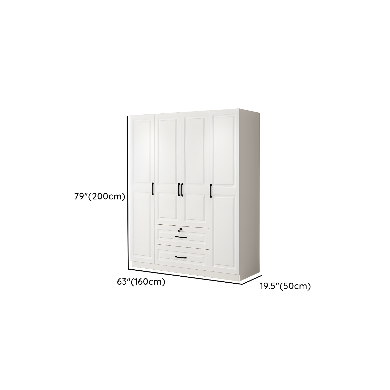 White Wood Wardrobe Armoire with Drawers, Shelves, and Clothing Rod - image 14