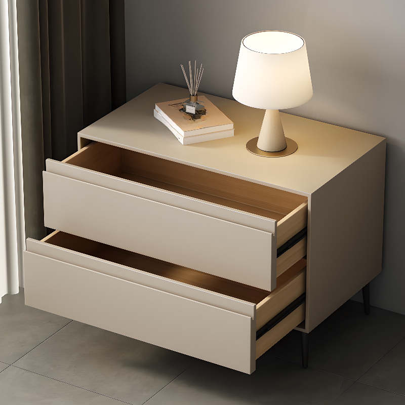 Scandinavian 2 Drawers Nightstand With Drawer Storage in Artificial Leather with Leg - image 11