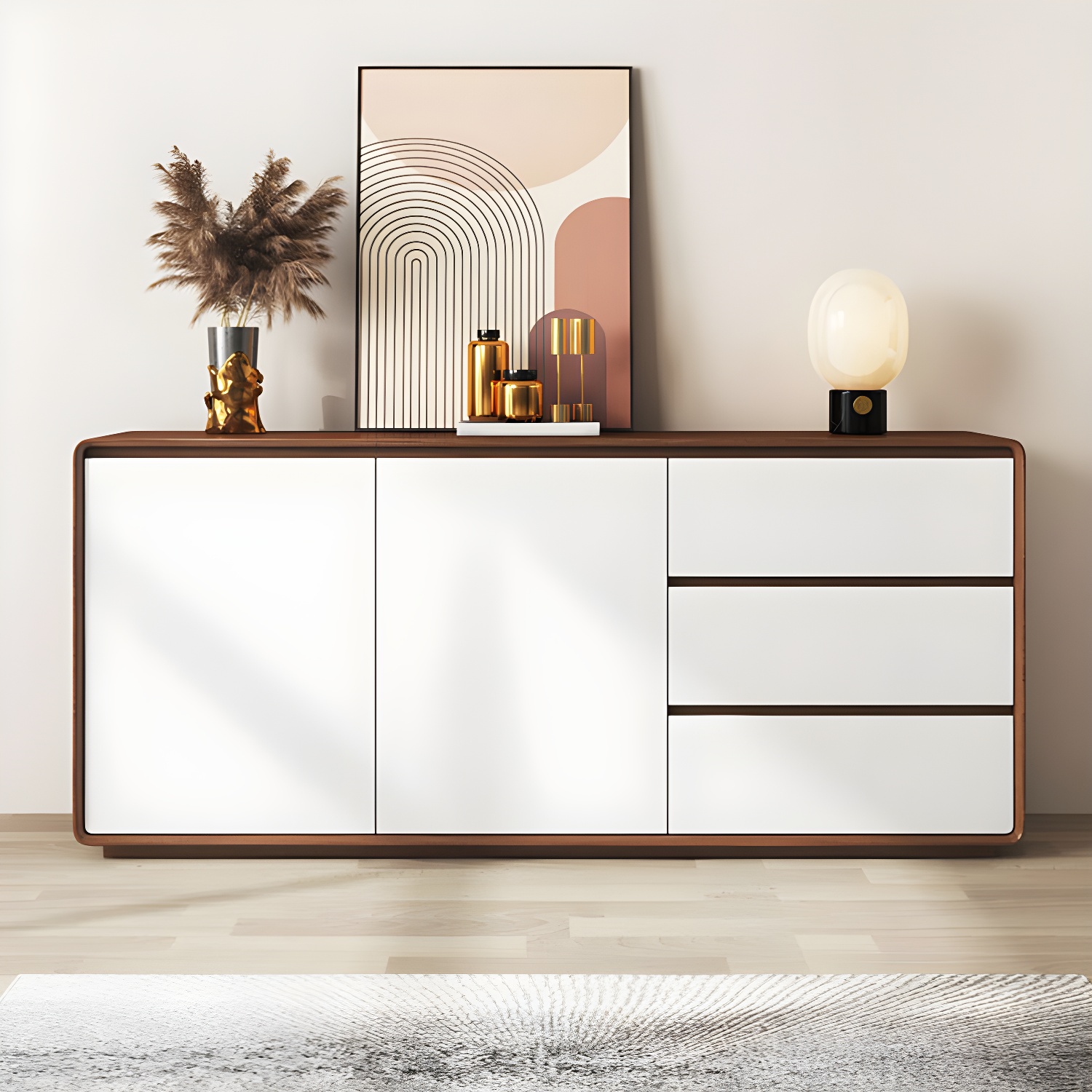 Modern and Contemporary Credenza Wood Dining Buffet with Cabinets and Drawers - image 11