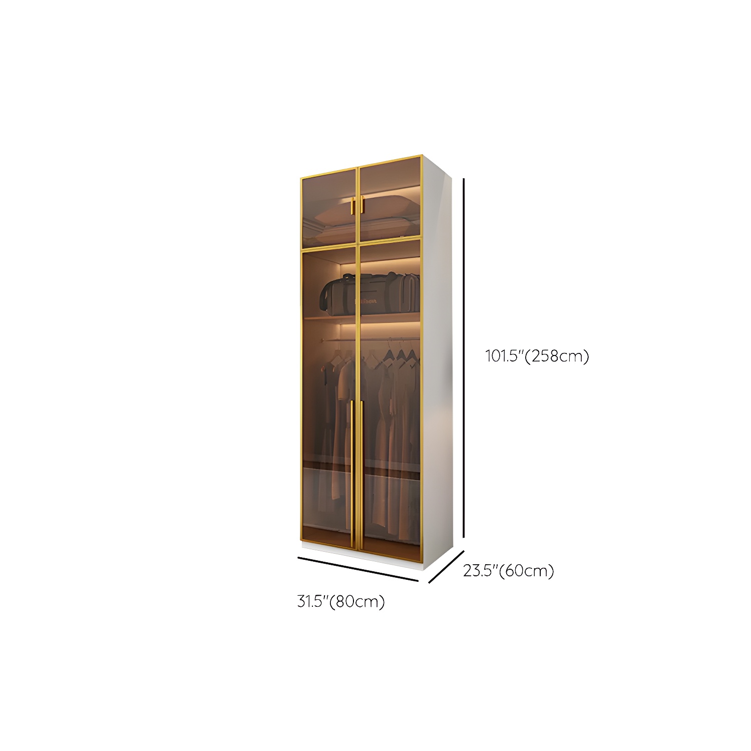 Modern White Wood Frame Wardrobe Armoire Freestanding Wardrobe with Soft Close Drawers - image 21