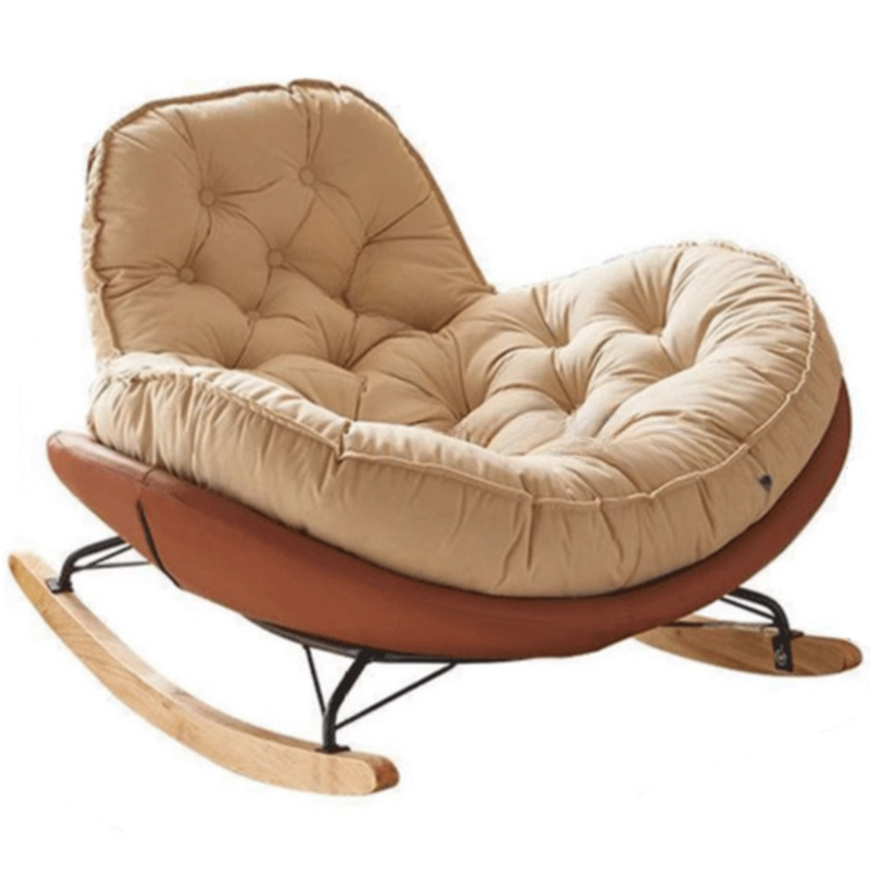 Modish Rocking Couch Chair with Spindle Back, Flannel Upholstery, Padded Design, Rear Support, and Stationary Base - image 13