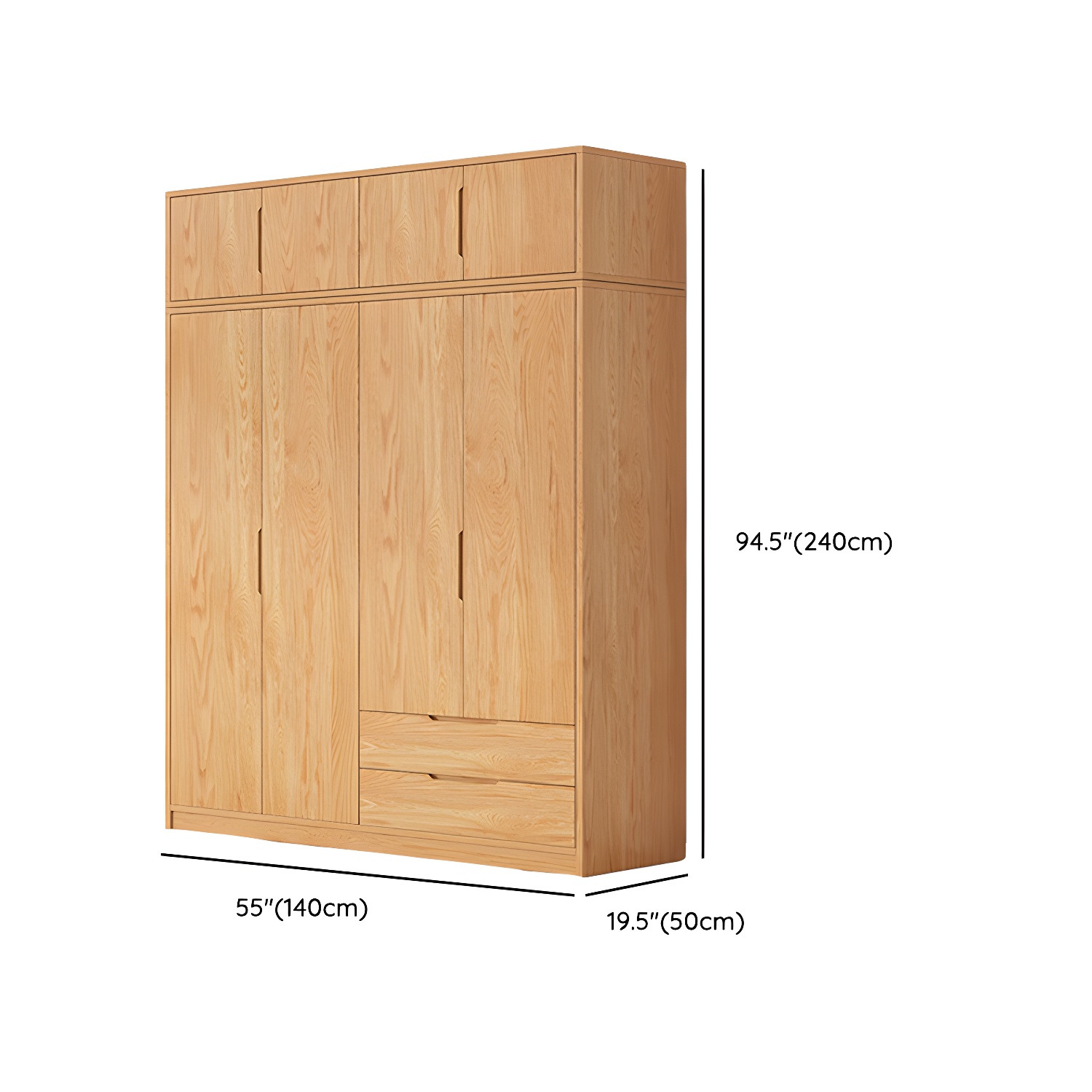 Modern Natural Wood Wardrobe Armoire with Sliding Doors, Drawers, and Shelves - image 119