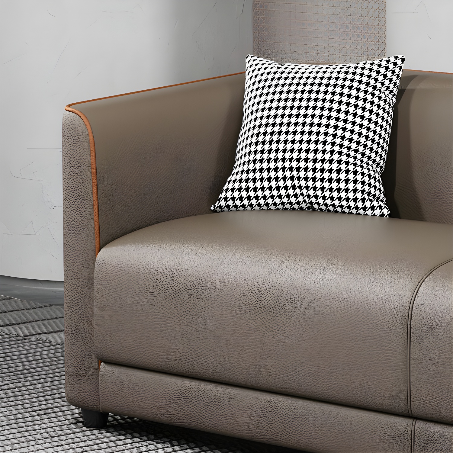 Tuxedo Arm Sofa with Tight Back 25.98" High Contemporary Faux Leather - image 15