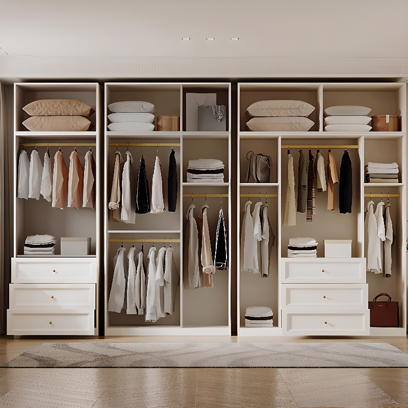 Chalk Modish Self-supporting Cabinet Armoire with Soft Close Drawer, Soft Close Door, and Hinged Hanging Rod - image 3