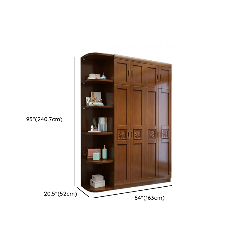 Vintage Sepia Lumber Wardrobe with Soft Close Drawer, Soft Close Door, Interior Shelves, and Hanging Rod - image 9