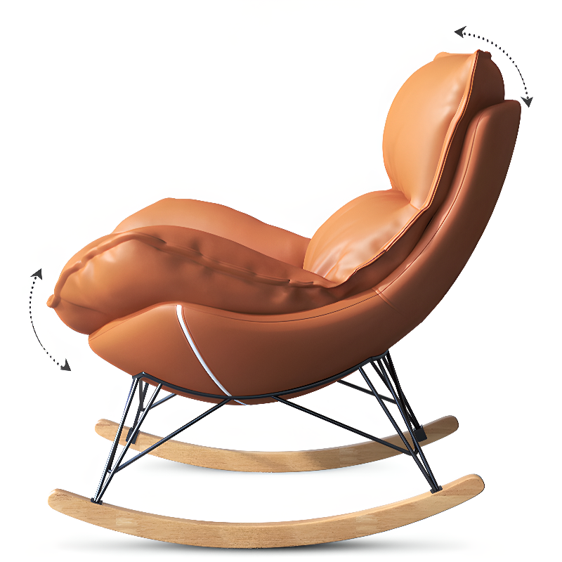 2-piece Stain Resistant Padded Rocking Accent Chair in Apricot Color with Footstool and Lumber Base in a Simple Style - image 17