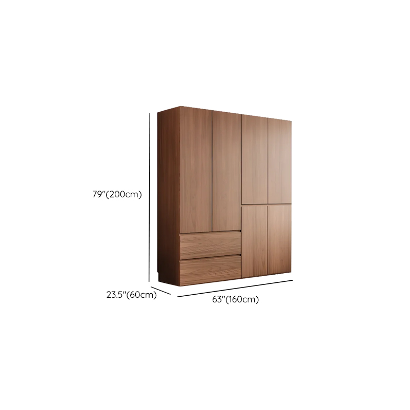 Cocoa Minimalist Natural Wood Wardrobe Closet with Soft Close Drawer, Soft Close Door, Interior Shelves, and Clothing Rod - image 8