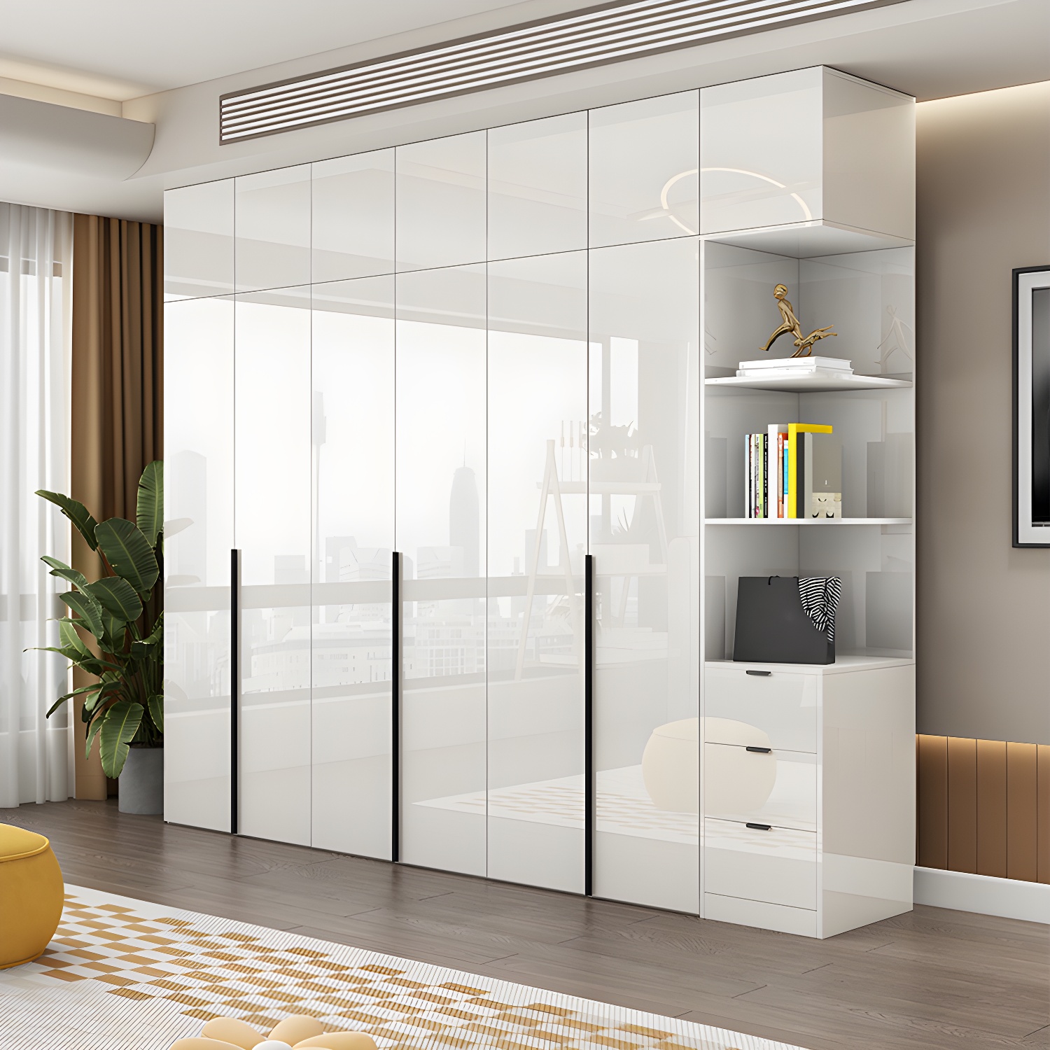 Hinged Wardrobe Armoire with Shelves White Wardrobe Closet for Home